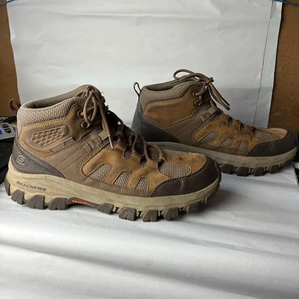 Skechers Relaxed Fit Hiking Boots Men's 11.5 Waterproof Goodyear Brown Leather